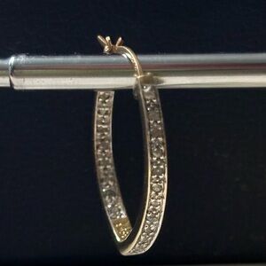 10k Yellow Gold Diamond Hoop Earring (single)